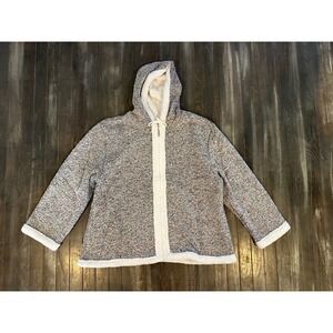 Serengeti Sherpa Lined Fleece Full Zip Hoodie Jacket Marled Grey Knit Sweater